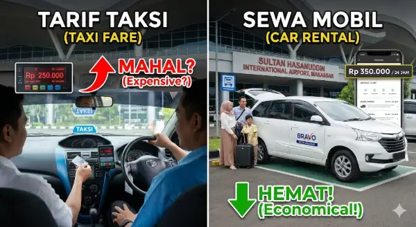tarif taksi vs sewa mobil bandara makassar